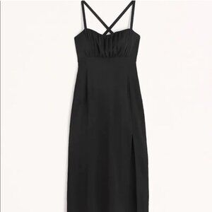 Abercrombie Ruched Lace-Up Back Midi Dress (BNWT)